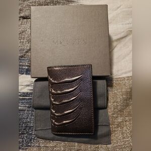 Alexander McQueen Dark Brown Embossed Leather Card Holder